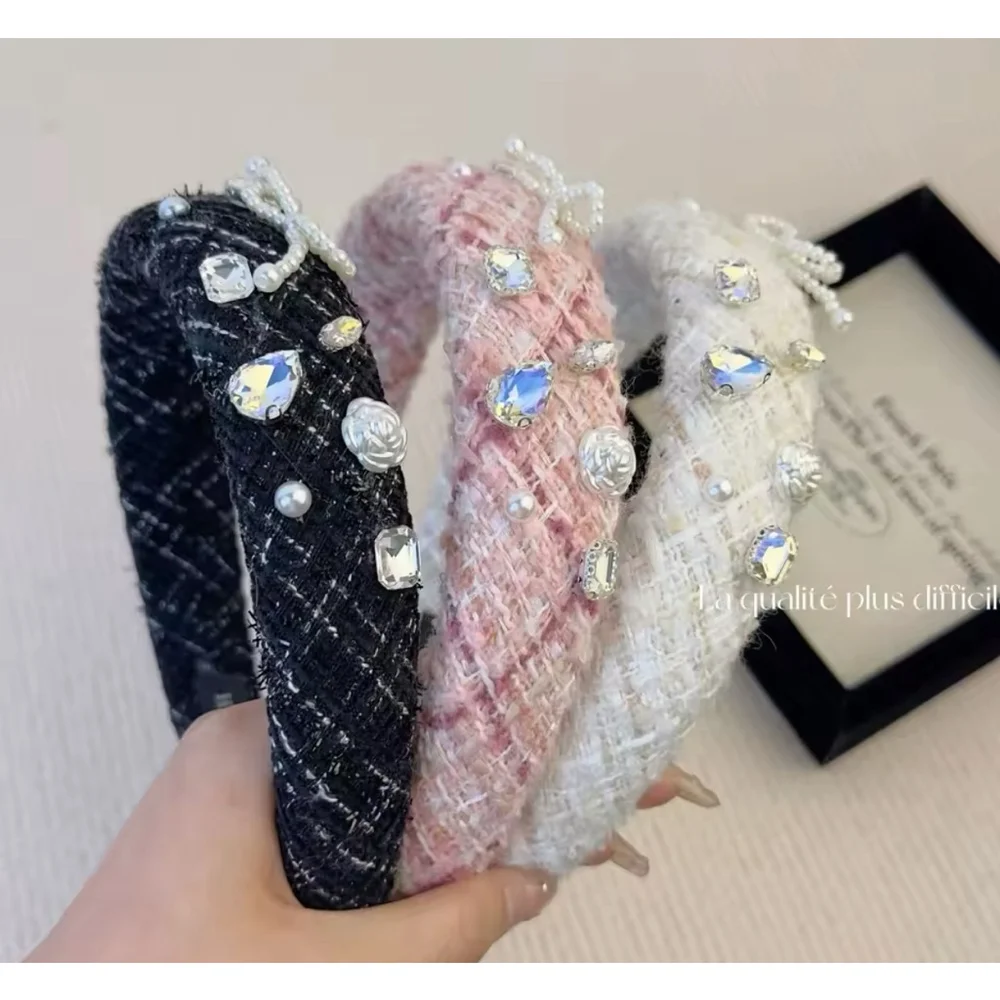 Women's Tweed Headband One Size Pale‎ Pink Pearl